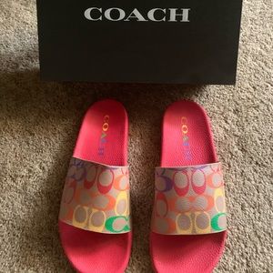 Multi Color Coach slides-Never worn